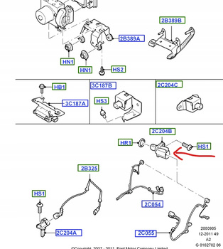 CZUJNIK ABS TYŁ FORD MONDEO  S-MAX GALAXY 2006- 2268845 _ HV6T-2C190-P1A