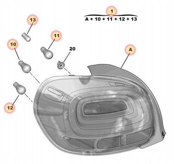 LAMPA TYŁ PRAWA CITROEN C3 OE 9812257480