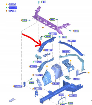 FARTUCH GÓRNY LEWY FORD MUSTANG Mk6 2017- OE 2344611 _ JR3B-16B045-AD