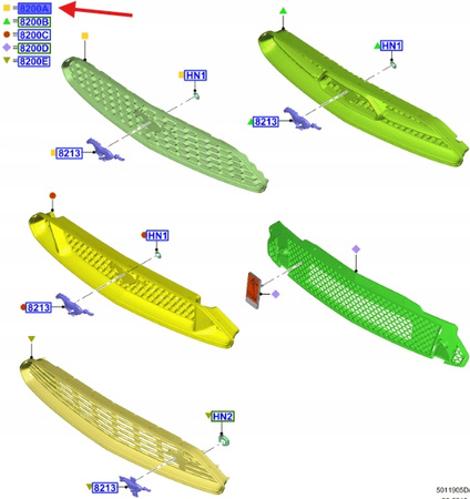 GRILL ATRAPA ZDERZAKA PRZÓD FORD MUSTANG 2015- 1927986 _ FR3B-8200-CE5YZ9