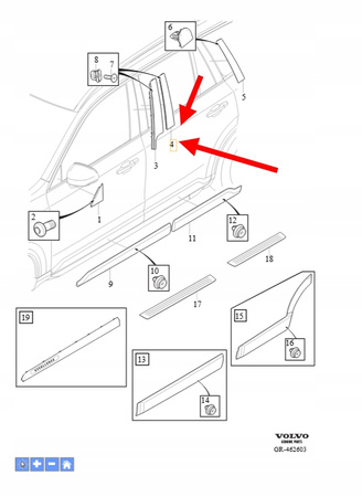 PIONOWA LISTWA OZDOBNA DRZWI LEWY TYŁ VOLVO XC90 2016- OEM/OE 31688692