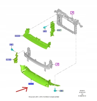 KIEROWNICA POWIETRZA DOLNA TYLNY ZDERZAK KA+ 2015- 2389695 _ J7BB-8B384-CE