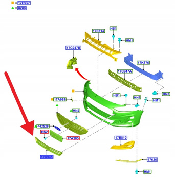 KRATKA DOLNA ZDERZAKA PRZÓD FORD FOCUS 2022- OE 2532977 _ NX7B-17K945-AA