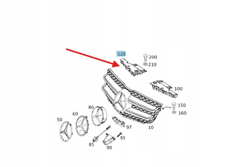 UCHWYT ATRAPY CHŁODNICY MERCEDES C KLASA W204 OE A2048850536