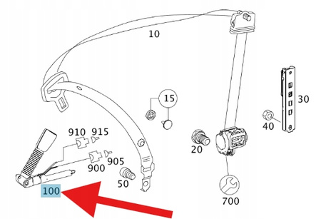 KLAMRA PASA BEZP LEWY PRZÓD MERCEDES ML W164 R W251 OE A25186003699051