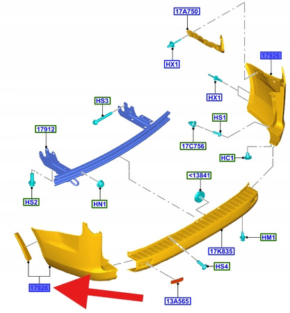 DOKŁADKA ZDERZAKA TYŁ LEWA FORD CUSTOM 2012- 2196124 _ GK21-17927-AB5CND