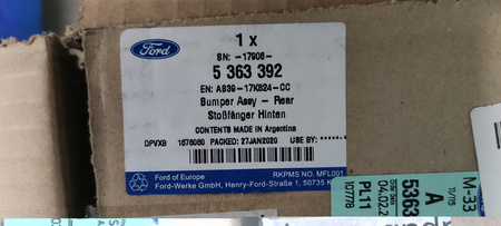 ZDERZAK TYLNY PRAWY CHROM FORD RANGER Mk5 2011-_5363392_AB39-17K824-CC