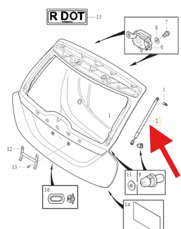 SIŁOWNIK KLAPY BAGAŻNIKA VOLVO V60 2011- OE 31395910