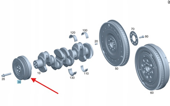KOŁO PASOWE WAŁU KORBOWEGO DIESEL M651 MERCEDES OE A6510351912