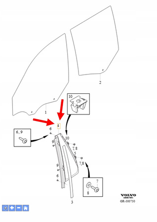 SZYBA DRZWI LEWY TYŁ ĆWIARTKA VOLVO XC90 2016- OEM/OE 32368762