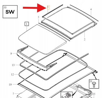 USZCZELKA SZYBERDACHU VOLVO XC90 2016- XC60 V60 V90 2017- OE 32342701