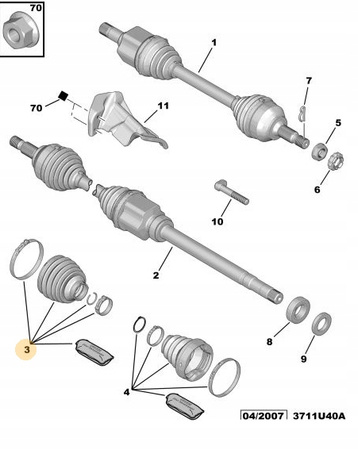 Zestaw osłony półosi Citroen C5 X7 2.2 HDI OE 3293E7