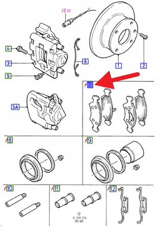 KLOCKI HAMULCOWE PRZÓD FORD PUMA FIESTA 1982- OE 1064763 _ 98FB-2K021-BA