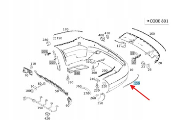 CHROM LISTWA ZDERZAKA LEWY TYŁ MERCEDES C klasa W204 OE A2048853421