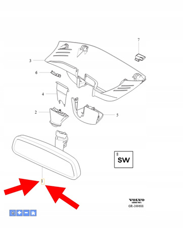 LUSTERKO WEWNĘTRZNE WSTECZ VOLVO XC90 XC60 V90 S90 OEM/OE 31442556
