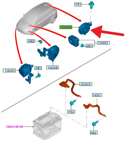 KLAKSON FORD B-MAX 2012- FIESTA 2008- OE 2389914 _ 8V2T-13832-AB