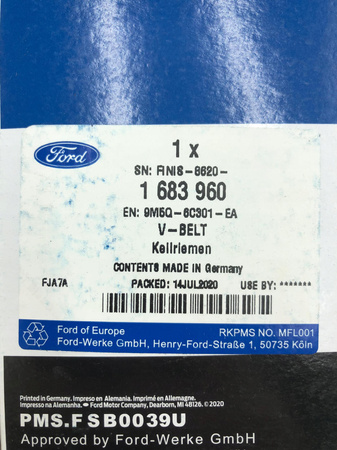 PASEK KLINOWY 2.0 TDCi FORD C-MAX FOCUS 2010- KUGA 1683960 _ 9M5Q-6C301-EA
