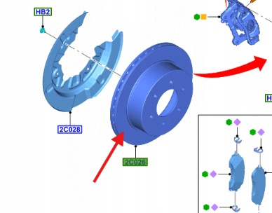 TARCZA HAMULCOWA TYŁ FORD OE RANGER 2011- 2594964 MB3C-2A315-BA