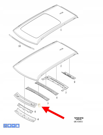 GÓRNA POPRZECZNICA DACHU PRZÓD VOLVO XC90 2016- OEM/OE 31440362