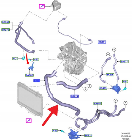 PRZEWÓD WODY 1.0 ECOBOOST FORD COURIER 2018- OE 2543459 _ JT76-8B273-CD