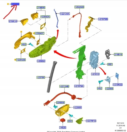 KLAMKA ZEWNĘTRZNA PRZÓD FORD FIESTA Mk8 PUMA