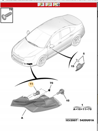 Żarówka reflektor przedni Citroen C5 X 7 OE 6216F8
