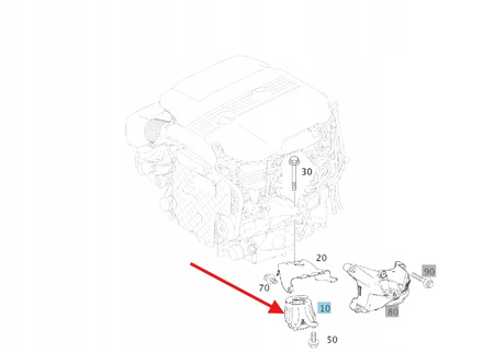 PODUSZKA SILNIKA PRAWA BENZYNA M264 M274 MERCEDES W205 W213 OE A2052400900