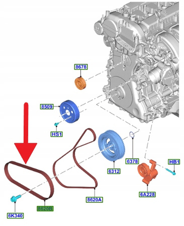 PASEK WIELOROWKOWY 2.3 EB FORD MUSTANG 2015- OE 5271712 _ FR3E-6C301-BA