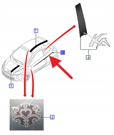 PASEK TAŚMA BOCZNA STYLIZUJĄCA FORD KA 2008- 1570425 _ AM9S5J-200B14-BA