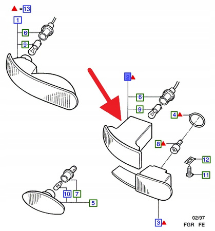 KIERUNKOWSKAZ LEWY PRZÓD FORD SCORPIO 1994- 1997 OE 7037387 _ 95GG-13369-AA