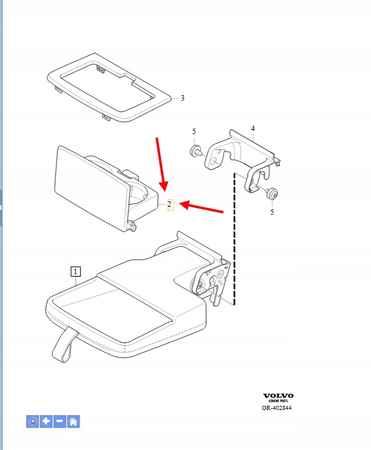 UCHWYT PODKŁADKA NA KUBKI PODŁOKIETNIKA TYŁ VOLVO XC90 2016- OEM 31467148
