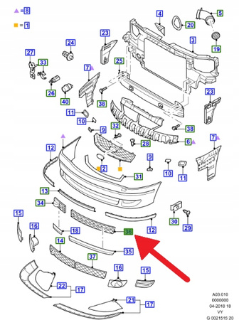 KRATKA ZDERZAKA DOLNY PRZÓD GALAXY 2003- 06 OE 1322552 _ 4M21-17K945-AAYYEI