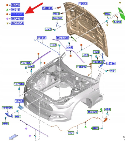 USZCZELKA BŁOTNIKA PRAWEGO FORD MUSTANG 2015- 2017 2414585 _ FR3B-16A570-AE