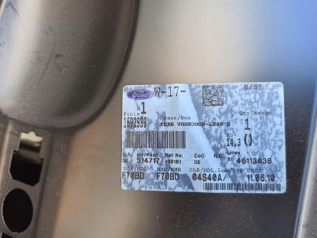 DRZWI LEWY PRZÓD FORD FIESTA Mk6 2002-2008 3-DRZWI_1692539_P2S51-B20125-KA