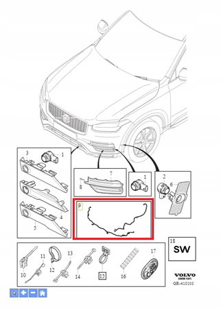 WIĄZKA CZUJNIKÓW PARKOWANIA VOLVO XC90 2016- OE 31428828