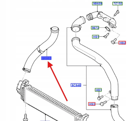 PRZEWÓD TURBO INTERCOOLERA FORD FOCUS CMAX 1.6 TDCi 1525112 _ 6M51-6K863-GC