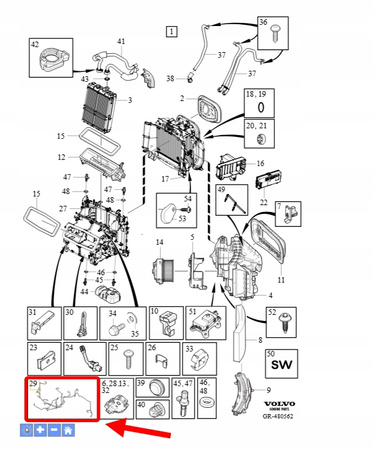 WIĄZKA INSTALACJI NAGRZEWNICY VOLVO XC90 XC60 V90 S90 OEM/OE 31449164