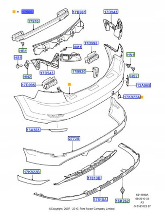 ZDERZAK TYLNY FORD MONDEO Mk4 Sedan 2010- 1704616 _ BS71-A17906-BBXWAA