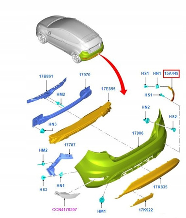 ODBLASK PRAWY TYŁ FORD FIESTA Mk7 2008- C-MAX 2010- 1552730  _ 8A61-17A849-AB