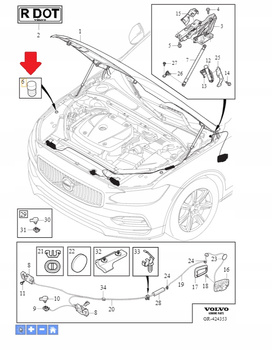 GUMA ODBOJNIK ODBÓJ MASKI VOLVO XC40 XC90 2016- V60 S60 19- OE 31402320