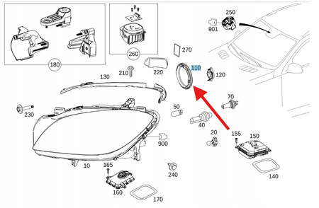 ZAŚLEPKA DEKIEL LAMPY PRZÓD MERCEDES W117 W166 W204 W222 W251 A0008268124