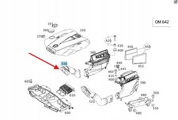 PRZEWÓD WLOT POWIETRZA PRAWY DIESEL M642 MERCEDES C E CLS OE A6420901442