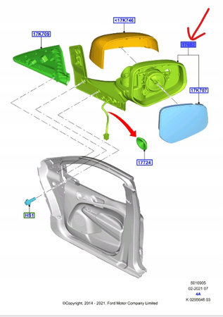 LUSTERKO ZEWNĘTRZNE PRAWE FORD TOURNEO COURIER _ 2090855 _ ET76-17682-BG5JA6