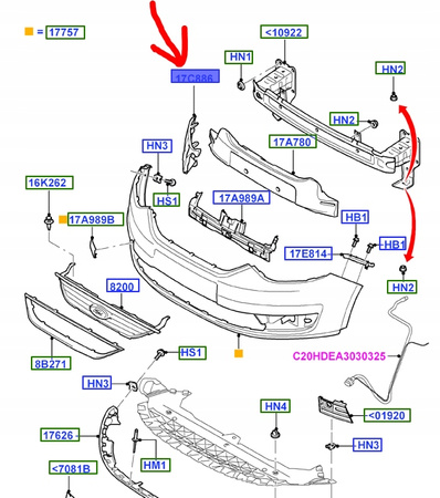 ŚLIZG ZDERZAKA PRAWY PRZÓD FORD GALAXY Mk3 2006- 1469399 _ 6M21-17E856-AD 