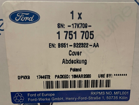 LISTWA TRÓJKĄT LUSTERKA PRAWY FORD KA Mk2 2008-16 _1751705_BS51-B22322-AA