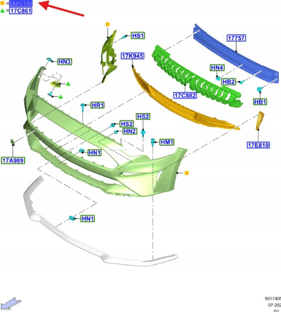 ZDERZAK PRZÓD FORD MUSTANG Mk6 2017- OE 2548321 _ JR3B-17C831-EDPRAA