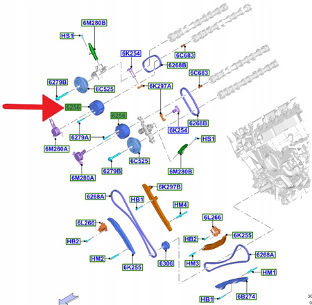 KOŁO ZĘBATE WAŁKA ROZRZĄDU 5.0 V8 FORD MUSTANG 15- 2246448 _ FR3E-6C524-CC