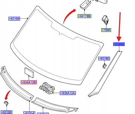 LISTWA SZYBY LEWY PRZÓD FORD TRANSIT 2006- 1755018 _ 6C11-V03683-AJYYGY