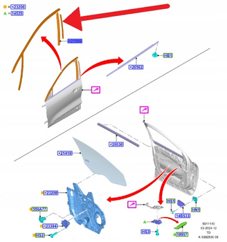 USZCZELKA SZYBY DRZWI PRAWY PRZÓD FORD KUGA 2020- 2638504 _ LV4B-S21510-CF