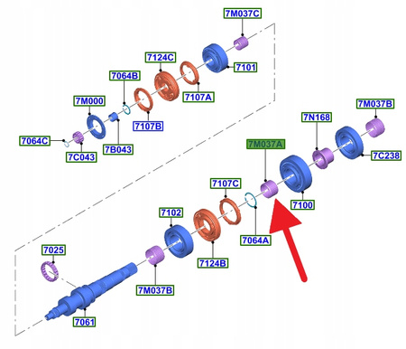 ŁOŻYSKO IGIEŁKOWE 1 BIEG MT82 FORD MUSTANG 2015- OE 5101789 _ BR33-7M037-AA